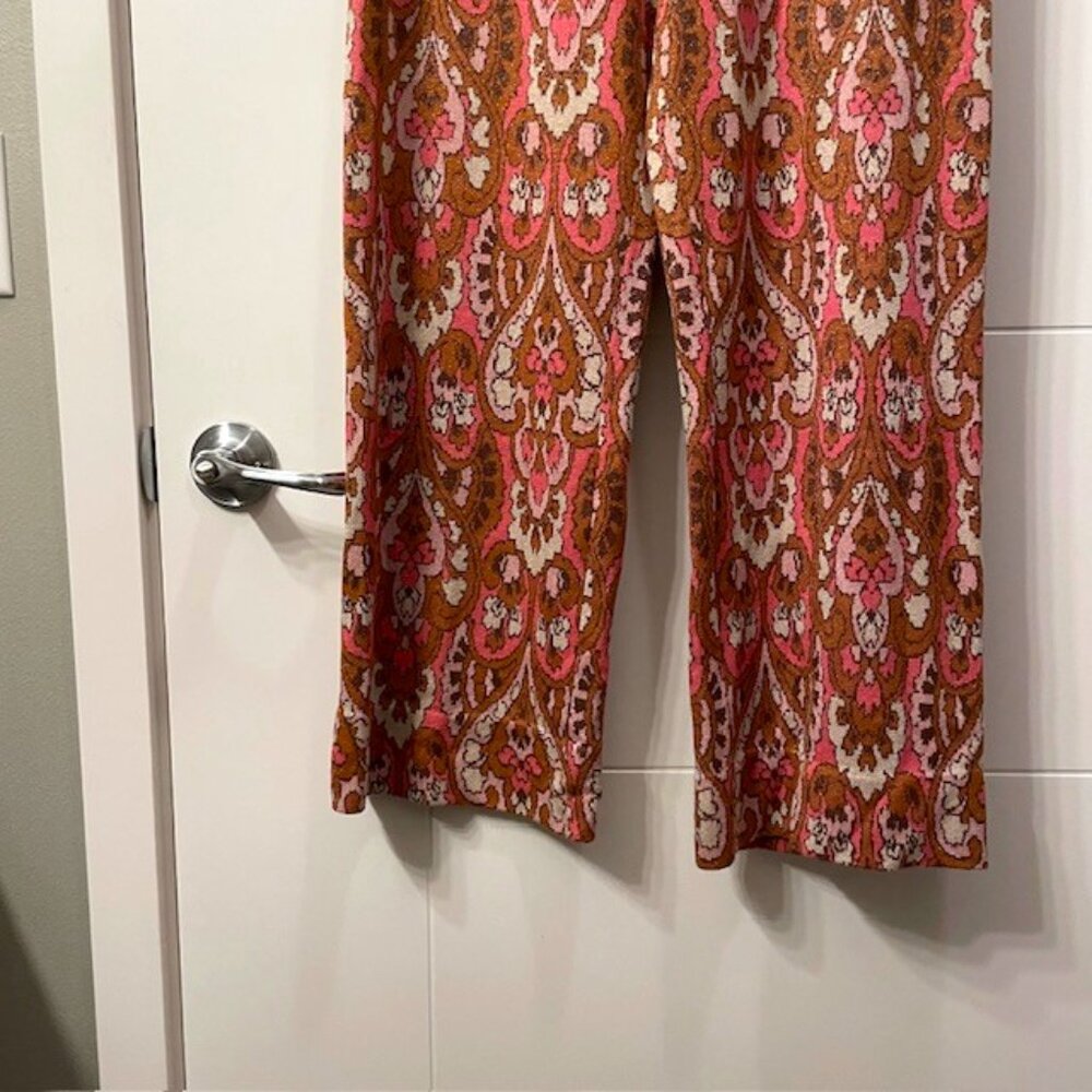 NWOT Sezane Dany Trousers Wide Leg Pull On Knit Pants Size Medium Groovy Retro - Picture 8 of 16